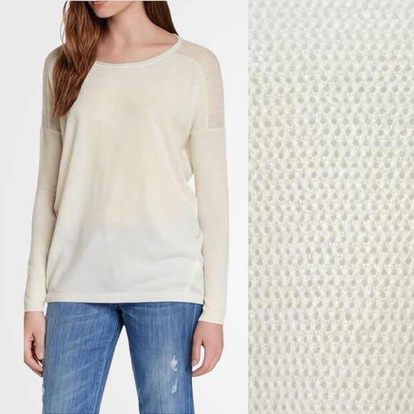 Vince 100% Cashmere Perforated Back Sweater Jumper in Winter White Cream Size XL - Picture 12 of 12